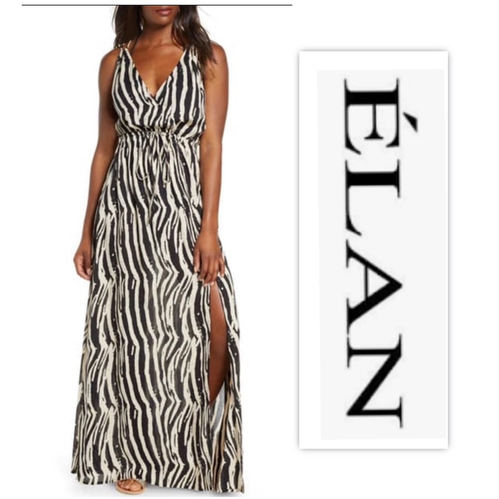 ELAN COVER-UP MAXI DRESS IN TAN/ BLACK ZEBRA PRINT